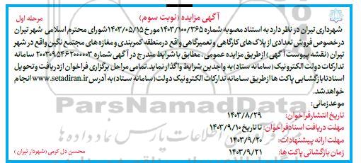 مزایده فروش تعدادی از پلاک های کارگاهی و تعمیرگاهی / نوبت سوم - مرحله اول