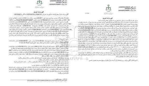 مزایده ششدانگ خودرو سواری سمند
