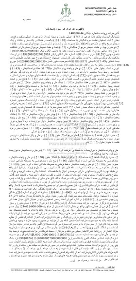 مزایده ششدانگ اپارتمان پلاک 124 فرعی از 11753 اصلی مفروز و مجزا شده از 2 فرعی از اصلی 