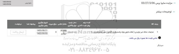 مزایده ضایعات نخاله غیرتولیدی