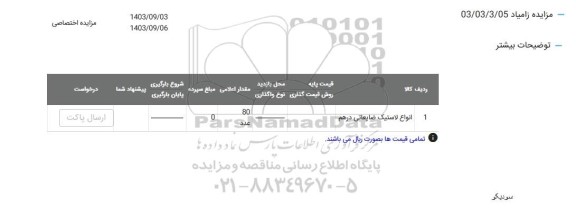 مزایده انواع لاستیک ضایعاتی درهم