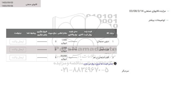 مزایده نایلون ضایعاتی و ...