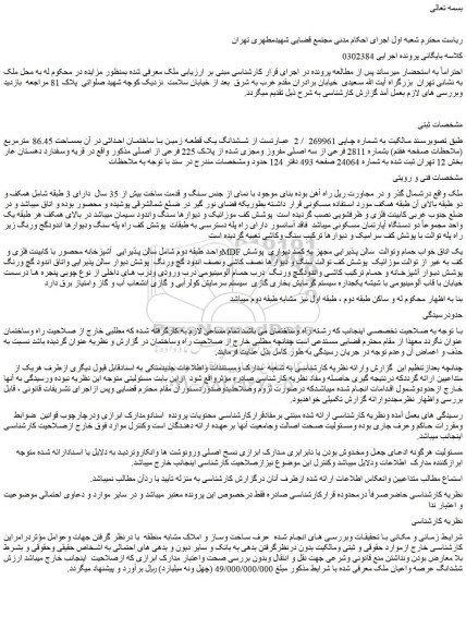 مزایده فروش ششدانگ یک قطعه زمین با ساختمان احداثی در آن بمساحت 86.45 مترمربع