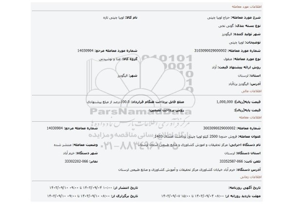 مزایده، لوبیا چیتی