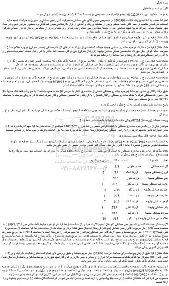 مزایده مقدار 960 متر مربع از عرصه ملک