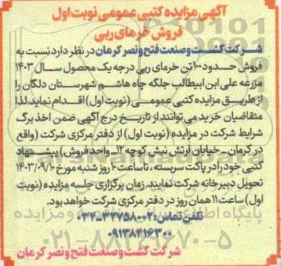 مزایده فروش خرمای ربی