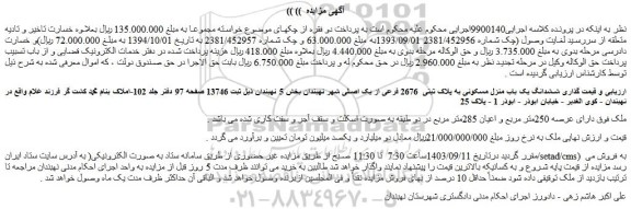 مزایده فروش ششدانگ یک باب منزل مسکونی به پلاک ثبتی 2676 فرعی از یک اصلی