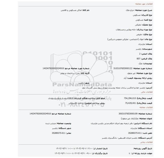 مزایده، ملک