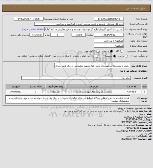 استعلام کمک و مشارکت در بهسازی معابر بلوار شهید سلیمانی ورودی شهر سوق