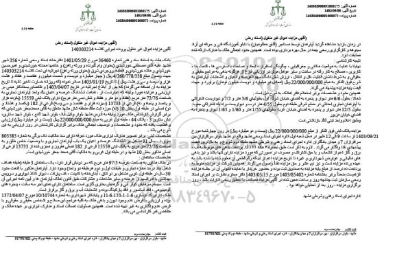 مزایده فروش یکباب آپارتمان تجاری به مساحت 72.76 مترمربع