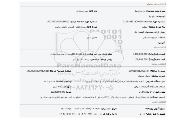 مزایده، پژو روا