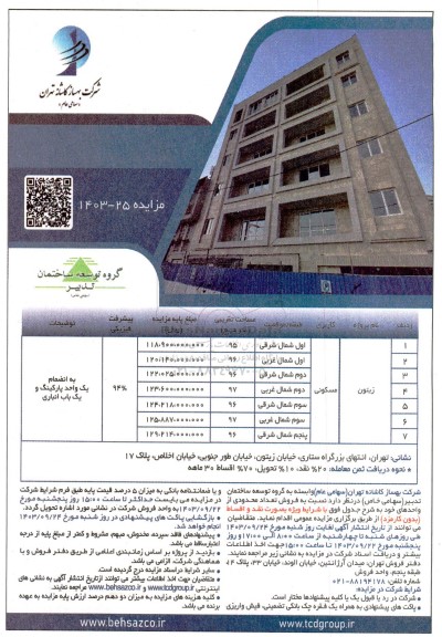 مزایده فروش تعداد محدودی از واحدهای