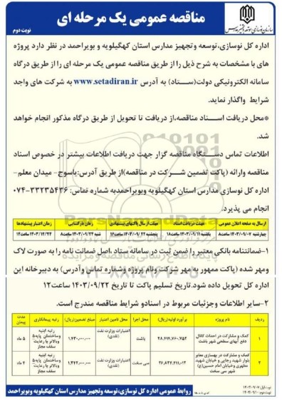 تجدید مناقصه کمک و مشارکت در احداث کانال  و غیره ...- نوبت دوم 