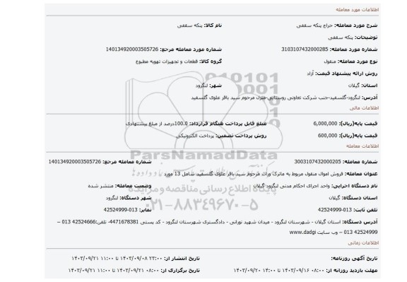 مزایده، پنکه سقفی