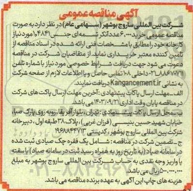 مناقصه عمومی خرید 6.000 عدد آنکر تسمه ای