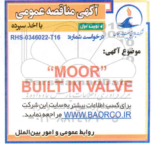 مناقصه MOOR BUILT IN VALVE