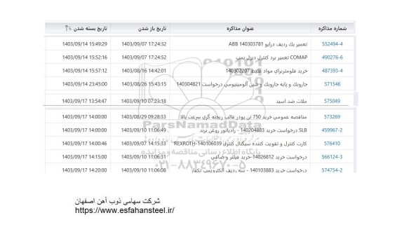 استعلام تعمیر یک ردیف درایو و ...