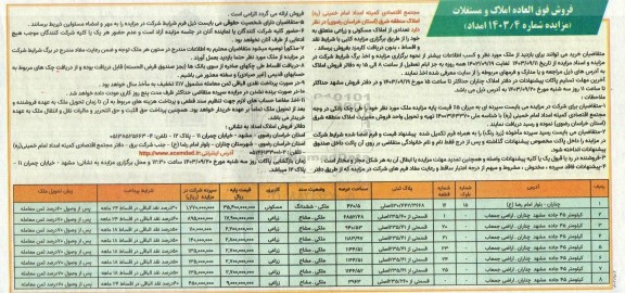 مزایده فروش املاک و مستغلات