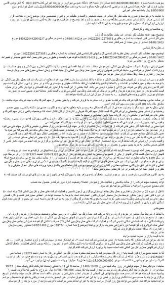 مزایده فروش سهام شرکت با مسئولیت محدود حمل و نقل بین المللی نورهان