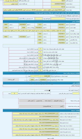 مزایده ، فروش 156169کیلوگرم کنتور و رگولاتور اسقاطی - شماره مزایده 02-403
