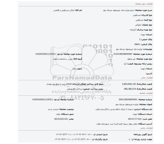 مزایده، مزایده مال غیرمنقول مرحله دوم