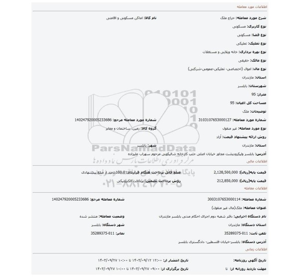 مزایده، ملک