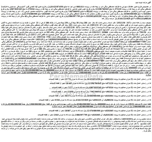 مزایده مبذر 180 پوط ( 30 پوط آبی و 150 پوط دیمی ) از پلاک 188 فرعی از 23 اصلی