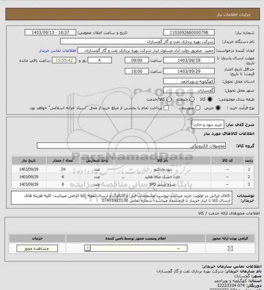 استعلام خرید دیود و خازن