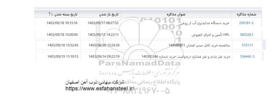 استعلام خرید دستگاه جداپذیری آب از روغن و...