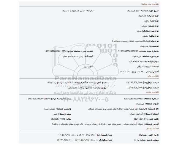 مزایده، غیرمنقول