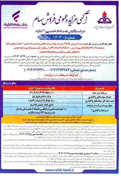 مزایده فروش سهام