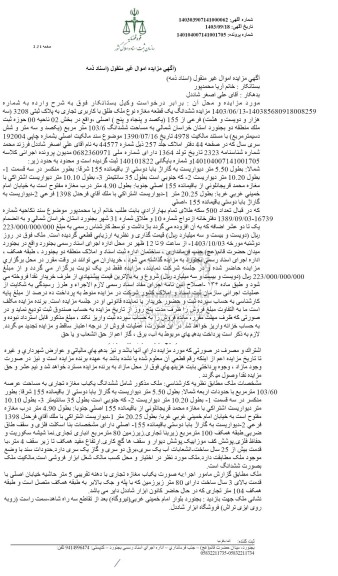 مزایده ششدانگ یک قطعه مغازه