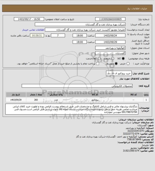 استعلام خرید پروژکتور ال ای دی