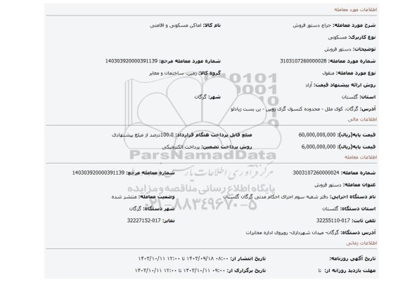 مزایده، دستور فروش
