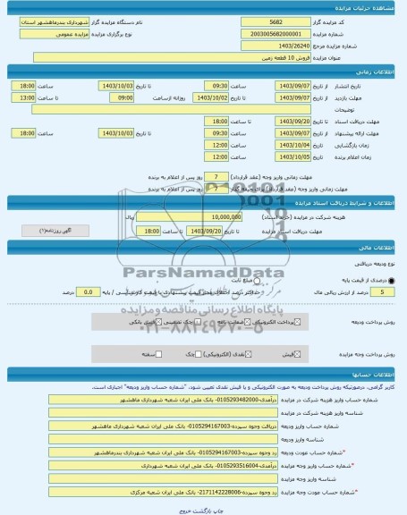 مزایده ، فروش 10 قطعه زمین -مزایده زمین - استان خوزستان