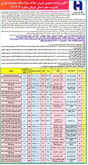 مزایده عمومی فروش املاک مازاد