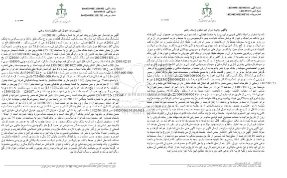 مزایده فروش ششدانگ قطعه زمین با کاربری مسکونی به مساحت 75.8 مترمربع 