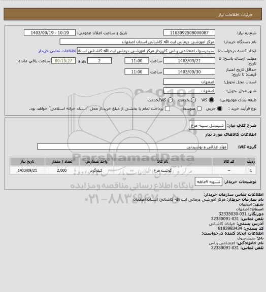 استعلام شینسل سینه مرغ