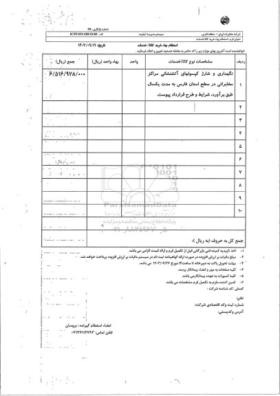 استعلام نگهداری و شارژ کپسولهای آتششانی 
