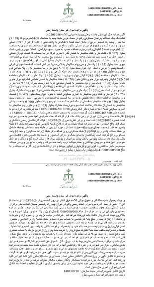 مزایده فروش ششدانگ یکدستگاه آپارتمان مسکونی به مساحت 74/38 مترمربع
