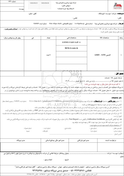 استعلام گایدون lvdt-96tv
