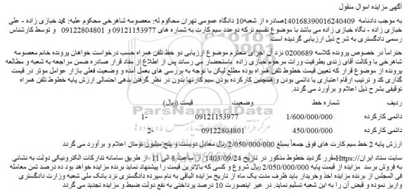 مزایده خط دائمی کارکرده