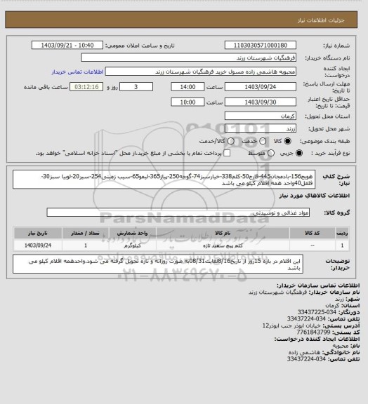 استعلام هویچ156-بادمجان445-قارچ50-کلم338-خیارسبز74-گوجه250-پیاز365-لیمو65-سیب زمینی254-سیر20-لوبیا سبز30-فلفل40واحد همه اقلام کیلو می باشد