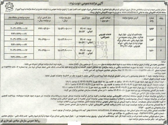 مزایده فروش تعدادی از واحد خدماتی شهرک خودرو - نوبت دوم