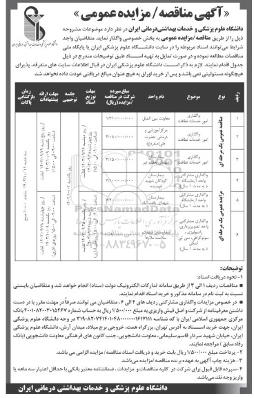 مناقصه و مزایده واگذاری مشارکتی واحد ازمایشگاه...