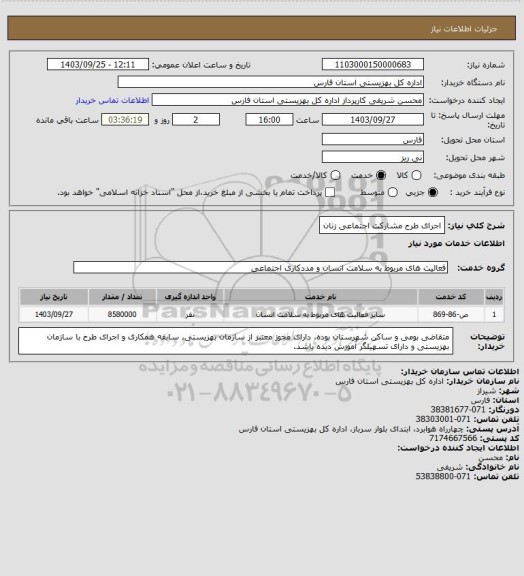 استعلام اجرای طرح مشارکت اجتماعی زنان