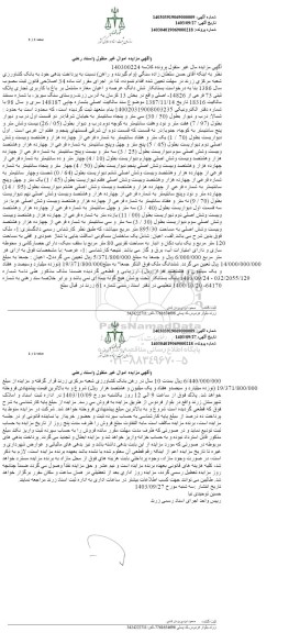 مزایده عرصه و اعیان مغازه مشتمل بر باغ با کاربری تجاری پلاک ثبتی 73 فرعی از 14826 اصلی