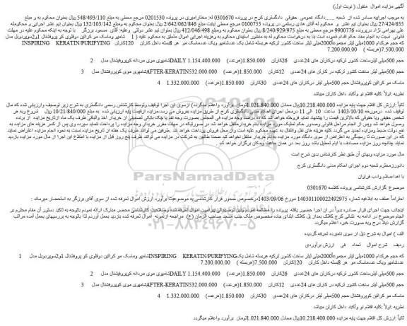 مزایده شامپو وماسک مو کراتین دوقلوی کو پروفشنال 1و2سوپردوبل و...
