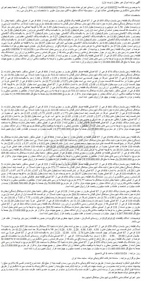 مزایده ششدانگ یک قطعه زمین بشماره پلاک 455 فرعی از 87 اصلی قطعه یک تفکیکی مفروز و مجزی شده از 404 فرعی از اصلی