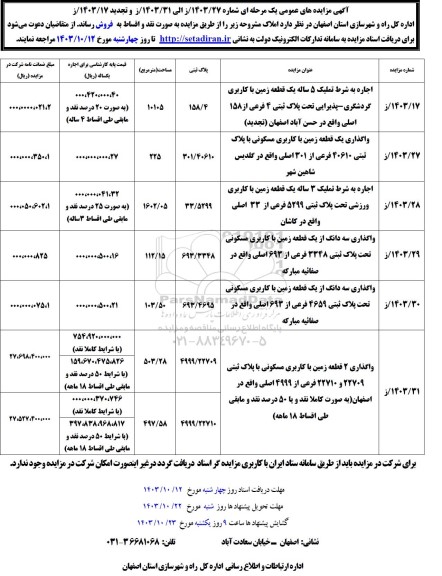 مزایده فروش املاک